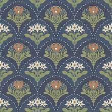 Maj Navy Floral Damask Wallpaper