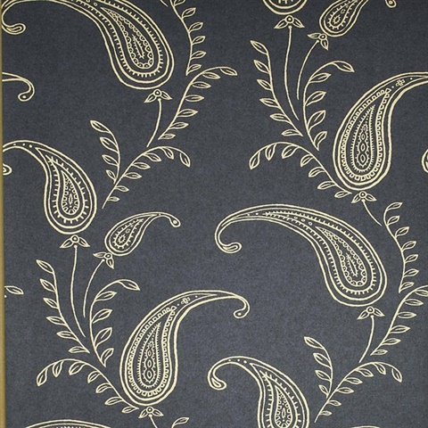 Majidah Black Paisley Wallpaper