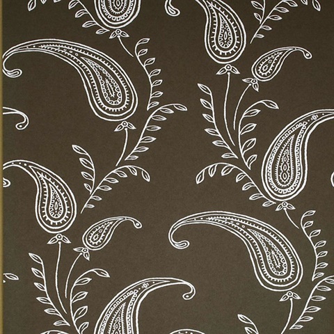 Majidah Dark Brown Paisley Wallpaper