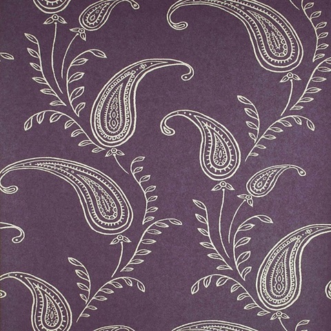 Majidah Purple Paisley Wallpaper
