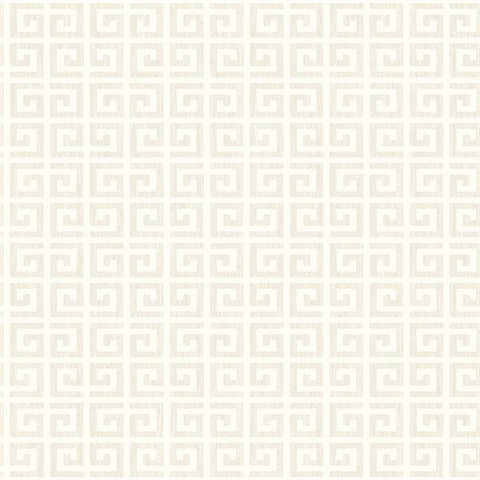 Major Oatmeal Modern Small Greek Key Wallpaper