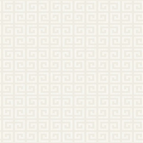 Major White Modern Small Greek Key Wallpaper