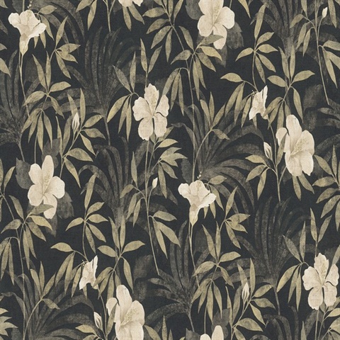 Malecon Charcoal Bontanical Flowers Wallpaper