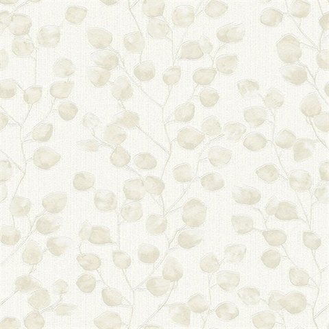 Mali Beige Textured Small Leaf Trail Wallpaper