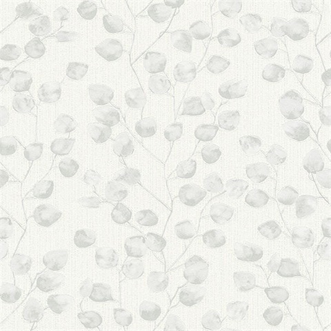 Mali Grey Textured Small Leaf Trail Wallpaper