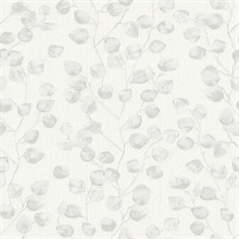 Mali Grey Textured Small Leaf Trail Wallpaper