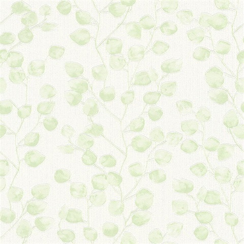 Mali Soft Green Textured Small Leaf Trail Wallpaper
