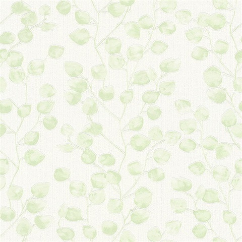 Mali Soft Green Textured Small Leaf Trail Wallpaper