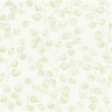 Mali Soft Green Textured Small Leaf Trail Wallpaper