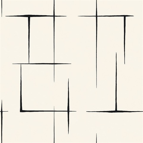 Malia Black & White Hatchwork Modern Rectangles Wallpaper