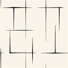 Malia Black & White Hatchwork Modern Rectangles Wallpaper