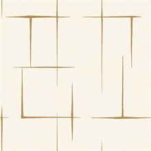 Malia Gold & White Hatchwork Modern Rectangles Wallpaper