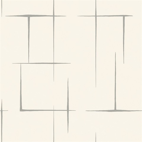 Malia Grey & White Hatchwork Modern Rectangles Wallpaper