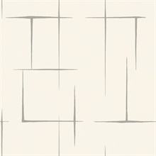 Malia Grey & White Hatchwork Modern Rectangles Wallpaper