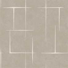 Malia White & Taupe Hatchwork Modern Rectangles Wallpaper