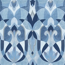 Malta Blue and Silver Wallpaper