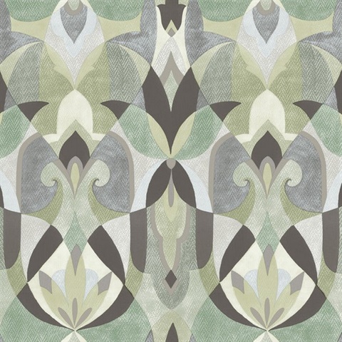 Malta Green and Glint Wallpaper