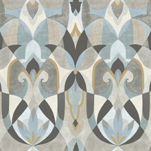 Malta Neutral, Blue and Gold Wallpaper