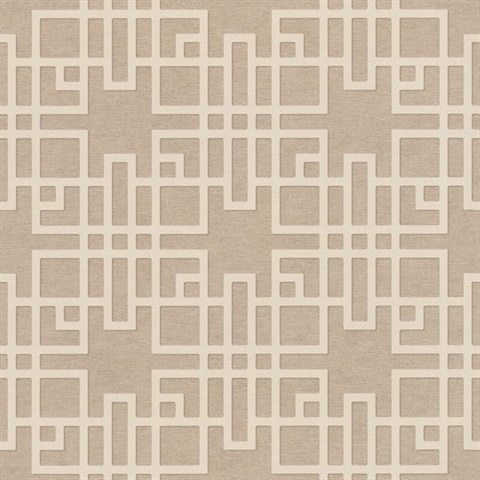 Mana Beige Geometric Trellis Wallpaper