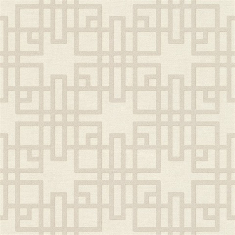 Mana White Geometric Trellis Wallpaper