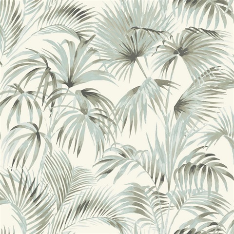 Manaus Aqua Palm Frond Tropical Leaf Watercolor Wallpaper