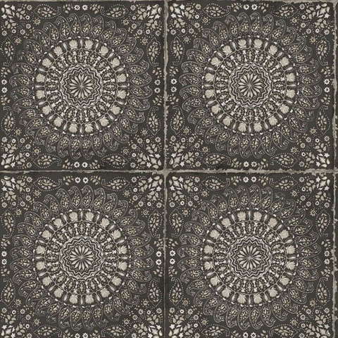 Mandala Boho Chic Medallion Black Wallpaper