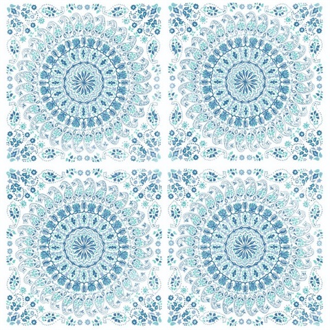 Mandala Mandala Teal & Blue Peel and Stick Wallpaper