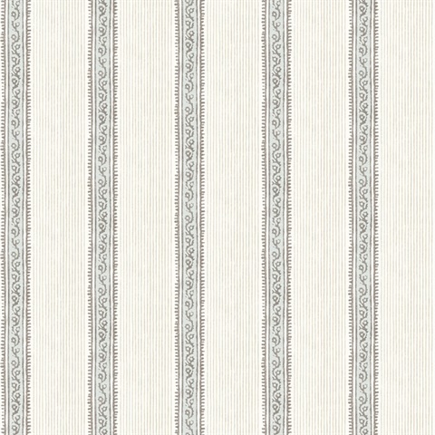 Mandevilla Aqua Vine Stripe Wallpaper