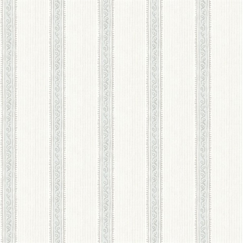 Mandevilla Light Blue Vine Stripe Wallpaper