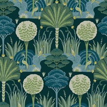 Mandeville Teal Tropical Paradise Wallpaper