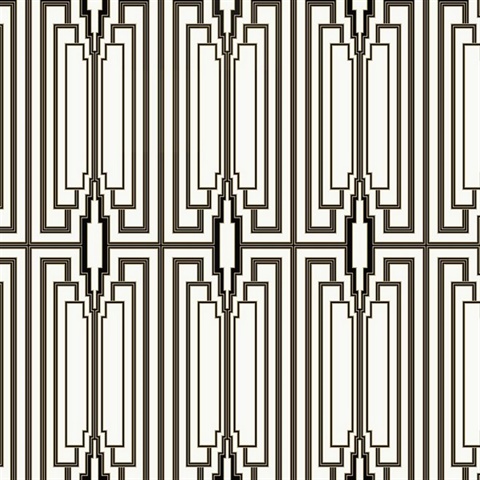 Manhattan Deco Geometric Ebony & Gold Peel and Stick Wallpaper