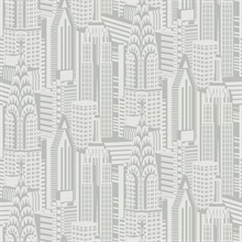 Manhattan Skyline Silver Sky City Scaper Wallpaper