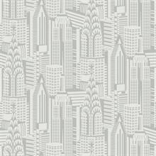 Manhattan Skyline Silver Sky City Scaper Wallpaper