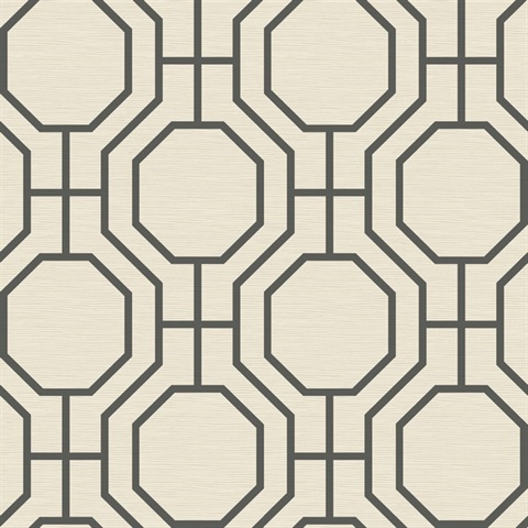 Manor Black Geometric Trellis Wallpaper