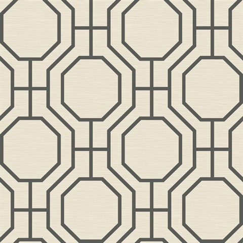 Manor Black Geometric Trellis Wallpaper