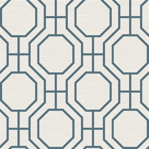 Manor Blue Geometric Trellis Wallpaper