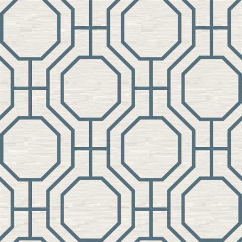 Manor Blue Geometric Trellis Wallpaper