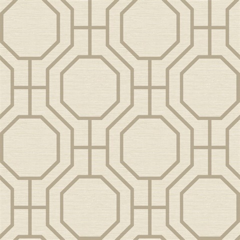 Manor Taupe Geometric Trellis Wallpaper