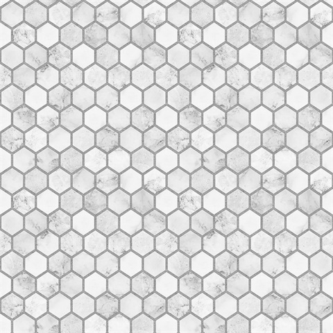 Marble Hexagon Tile Carrara & Argos Grey Peel and Stick Wallpaper