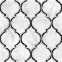 Marbled Ogee Tile Onyx & Carrara Peel and Stick Wallpaper