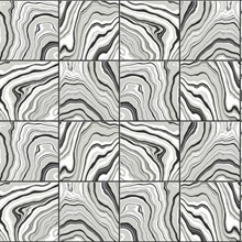 Marbled Tile Tile Ebony & Metallic Silver Peel and Stick Wallpaper