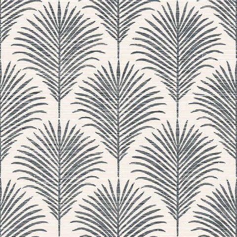 Marco Allover Black & Beige Palm Grasscloth Wallpaper