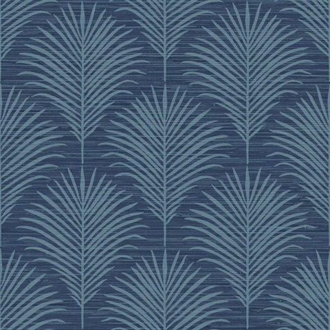 Marco Allover Dark Blue Palm Grasscloth Wallpaper