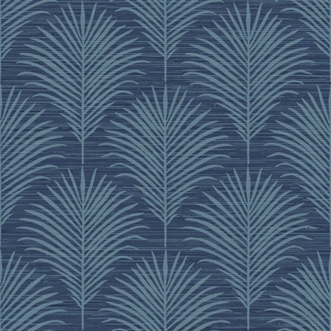 Marco Allover Dark Blue Palm Grasscloth Wallpaper
