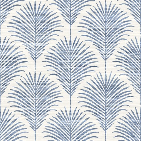 Marco Allover Navy Blue Palm Grasscloth Wallpaper