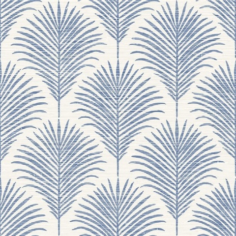 Marco Allover Navy Blue Palm Grasscloth Wallpaper