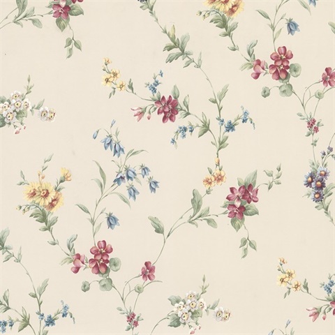 2814 25190 Marcus Cream Floral Trail Wallpaper Wallpaper Boulevard