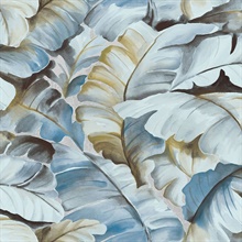 Mardan Light Blue Banana Leaf Wallpaper