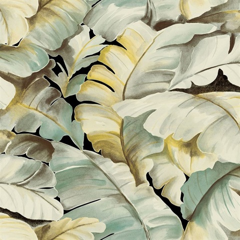 Mardan Light Green Banana Leaf Wallpaper