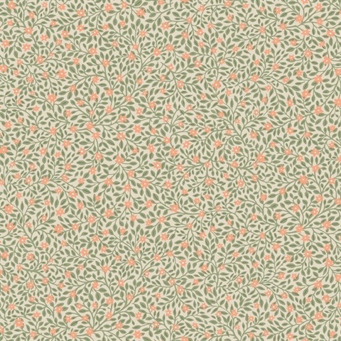 Marguerite Light Green Raised Small Floral & Leaf Wallpaper